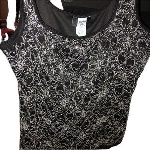 Studio 1940 X-Large black & Silver stretch lace camisole with bling detail